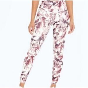 Balance Collection Pink White Floral Watercolor Print High Rise Leggings Small